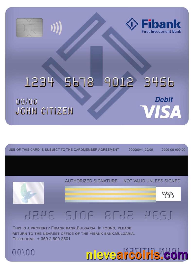 Bulgaria Fibank bank visa debit card